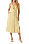 Astr Katherine Halter Neck Dress In Butter Yellow In Yellow