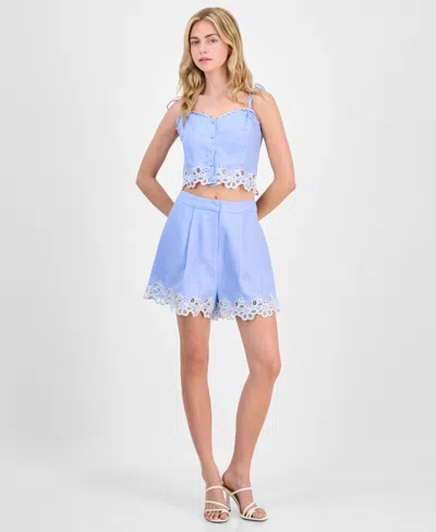 Astr Women's Kiya Eyelet-trim Crop Top