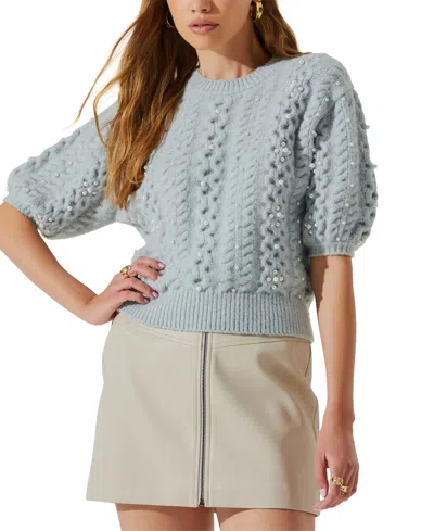 Astr Women's Koami Embelished Cable-knit Sweater In Haze Blue