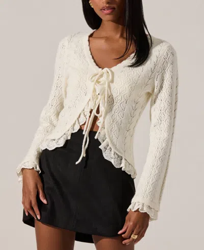 ASTR WOMEN'S LACEY SCOOP NECK CARDIGAN