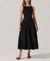 Astr The Label High Neck Open Back Cotton Midi Dress In Black