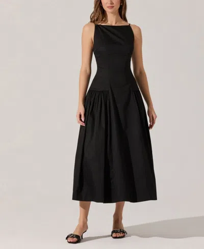Astr Women's Linen Drop-waist Dress In Black