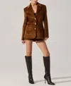 Astr Corduroy Boyfriend Blazer Camel In Brown