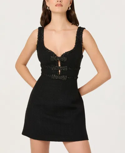 Astr Women's Maira Tweed Scoop Neck A-line Mini Dress In Black