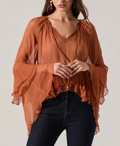 Astr Women's Margaery V-neck Top In Brown