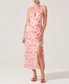 Astr The Label Marisa Floral Print Halter Dress In Coral Floral
