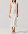 Astr The Label Martina Mixed Media Midi Dress In White