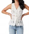 Astr The Label Meira Lace Inset Cotton Button-up Vest In White