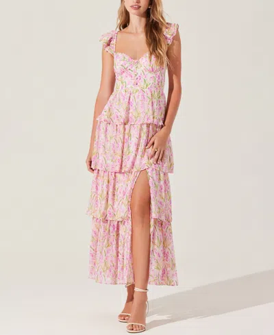 Astr Women's Midsummer Tiered Maxi Dress In Pink Multi Floral