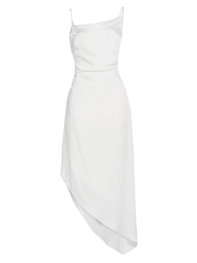 Astr Mirie Asymmetric Satin Dress In Off White