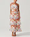 Astr The Label Natali Floral Print One-shoulder Tiered Dress In Multi