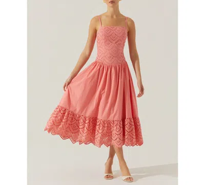 ASTR WOMEN'S NATHALIA COTTON EYELET MIDI DRESS