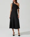 Astr The Label Orissa One-shoulder Satin Midi Dress In Black
