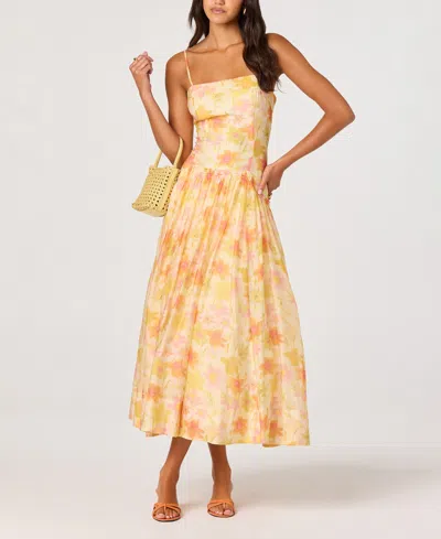 Astr The Label Ovina Floral Chiffon Midi Dress In Multi