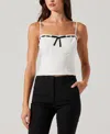 Astr The Label Ribbon Detail Paiton Top In White