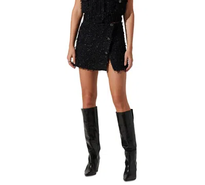 Astr Women's Pedrine Button-front Tweed Skirt In Black