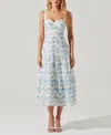 Astr Pellagia Floral Eyelet Midi Dress In Blue And White In Blue