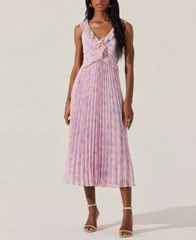 Astr Women's Pleated Ruffle Dress In Purple