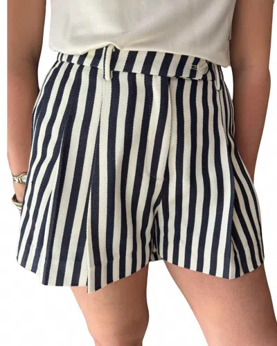 Astr Women's Preston Short In Navy White Stripe In Multi