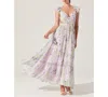 Astr The Label Primrose Cutout Detail Maxi Dress In Lavender Multi Floral