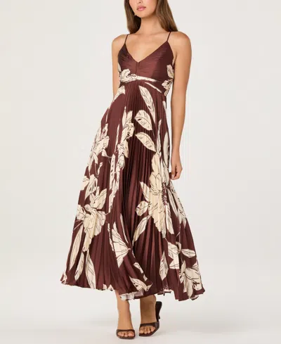 Astr Women's Printed V-neck Maxi Dress In Brown
