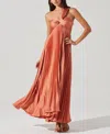 Astr The Label Rasya Pleated One-shoulder Maxi Dress In Pink