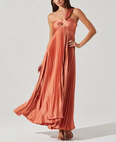 ASTR WOMEN'S RASYA ONE-SHOULDER PLEATED DRESS