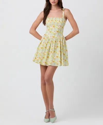 ASTR WOMEN'S RUCHED COTTON MINI DRESS