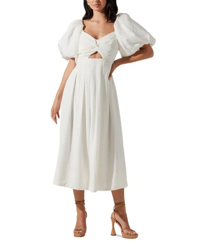Astr Women's Serilda Puff-sleeve Midi Dress In White
