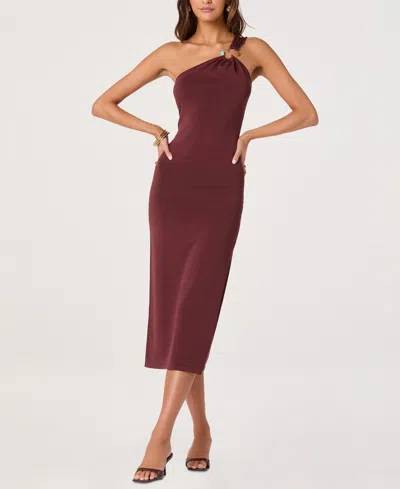 Astr Ania One-shoulder Midi Dress In Black