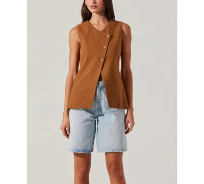 Astr Women's Sonja Textured Asymmetric Vest In Brown