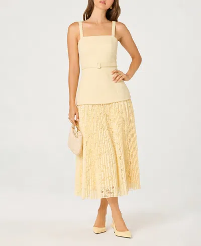 Astr Mixed Media Tweed Maxi Dress Yellow