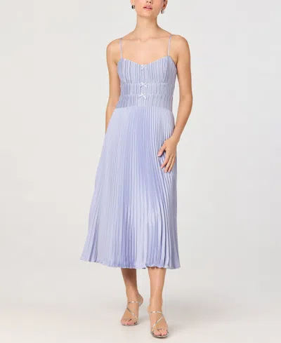 Astr Women's Sweetheart Neck Pleated A-line Midi Dress In Blue
