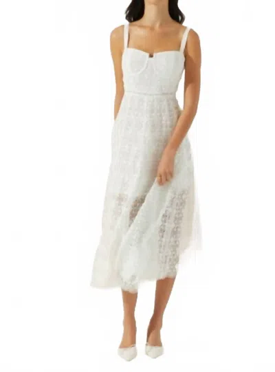 Astr Tenna Lace Bustier Midi Dress In White