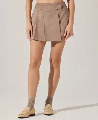 Astr Women's Theodora Pleated Faux Suede Mini Skirt In Brown