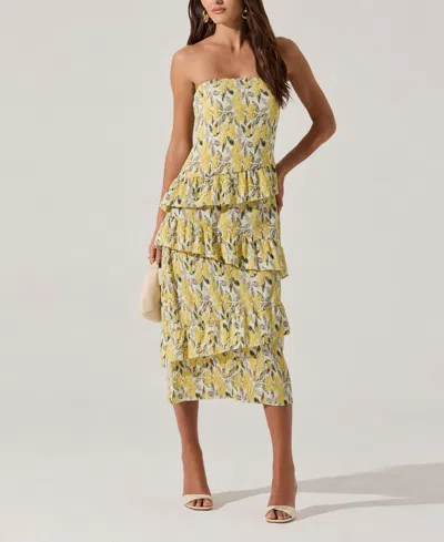 ASTR WOMEN'S TIERED ASYMMETRICAL RUFFLE DRESS
