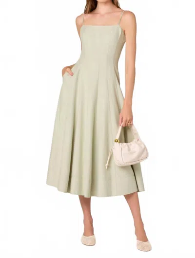 Astr Trisha Square-neck Midi Dress In Pistachio In Transparent