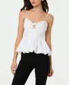 Astr The Label Cotton Twist Cutout Bubble Peplum Camisole In White