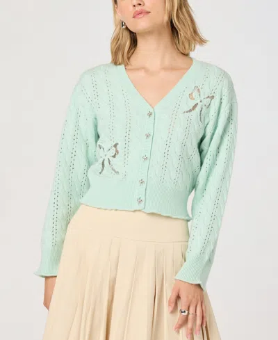 Astr Women's V-neck Button-front Sweater In Blue