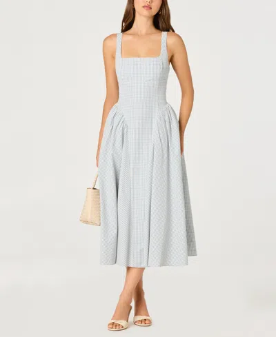 Astr Women's Vinya Square-neck A-line Midi Dress In Blue