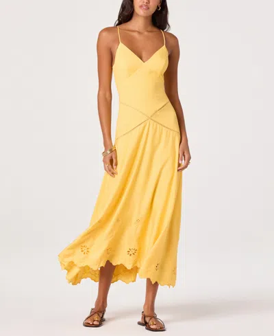 Astr Linen Lainey Maxi Dress In Blue