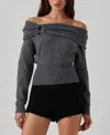 Astr The Label Wylie Off-the-shoulder Sweater In Charcoal