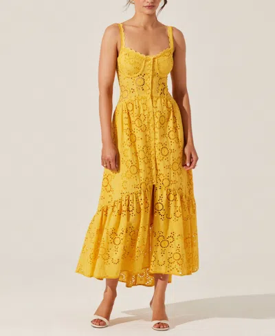 Astr Women's Yamila Eyelet Embroidered Sleeveless Maxi Dress