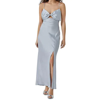 Astr The Label Satin Bow Front Dress In Ice Blue