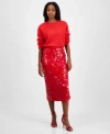 Astr Womens Bowie Sweater Womens Amos Sequin Midi Skirt In Red