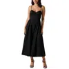 Astr The Label Lace-up Cotton Poplin Midi Dress In Black