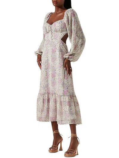 Astr Womens Cut Out Chiffon Midi Dress In Multi