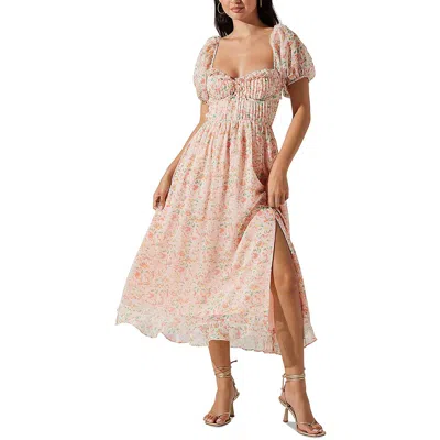 Astr Womens Floral Pintuck Midi Dress