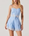 Astr Womens Kiya Eyelet Trim Crop Top Kiya Eyelet Trim Shorts In Blue