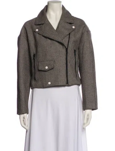 Pre-owned Astr Wool Houndstooth Print Biker Jacket In Multi